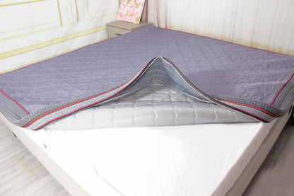 White waffle-textured cotton mattress cover with non-slip bottom for added stability — WaffleGuard Dual-Grip Cotton Zip-Case Ivytress