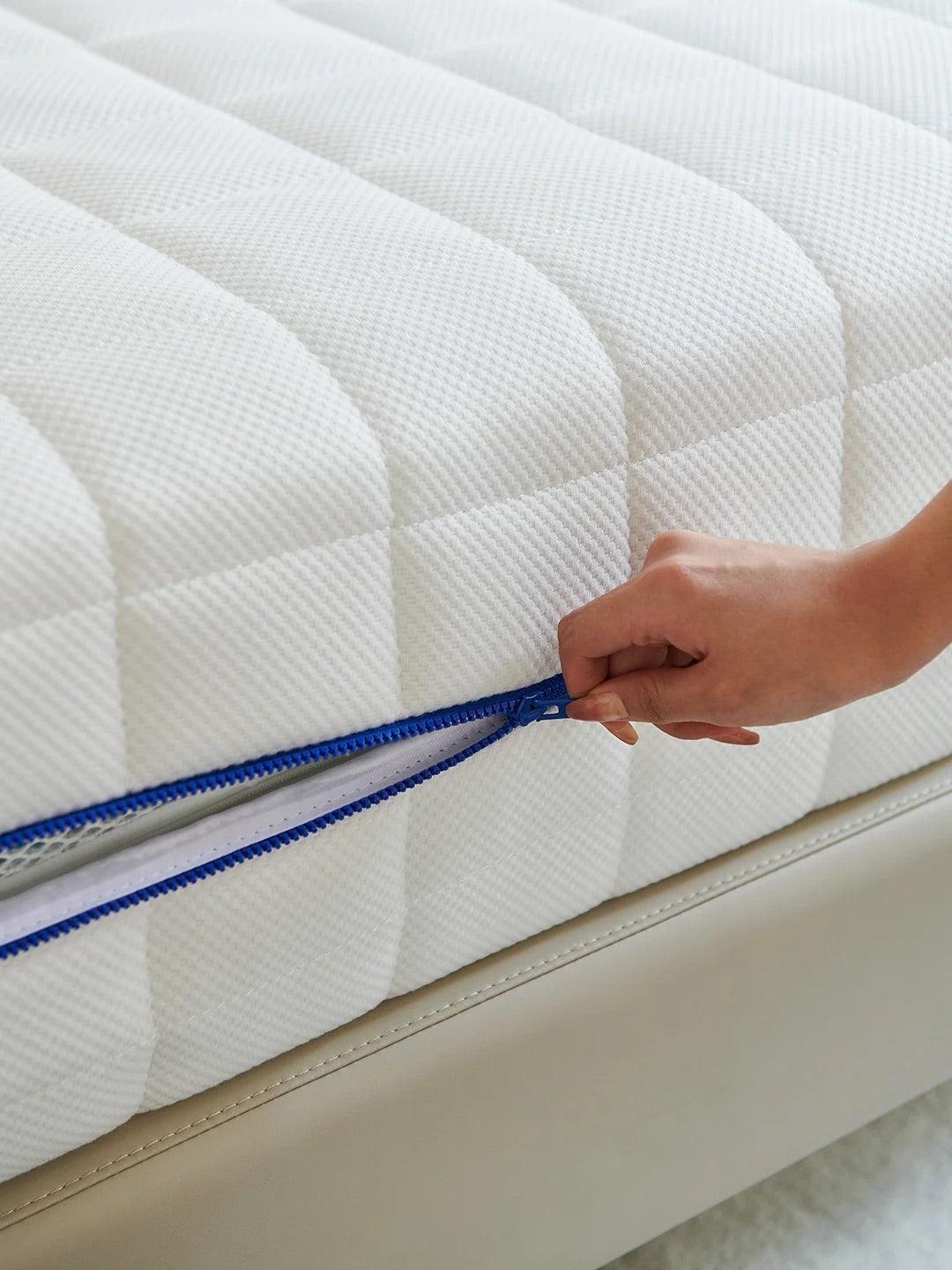 Tranquil Cotton Luxe Zip-Base Ivytress mattress encasement featuring a zippered design, crafted from soft cotton to provide hypoallergenic protection against dust mites and allergens, enhancing comfort and bedroom aesthetics