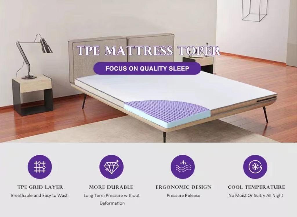 TPE Silicone Cooling Gel Mattress Topper offering advanced cooling technology, luxurious body-contouring comfort, and durable support for enhanced sleep quality.