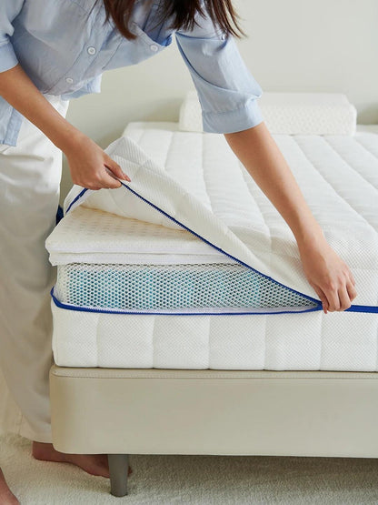 Tranquil Cotton Luxe Zip-Base Ivytress mattress encasement featuring a zippered design, crafted from soft cotton to provide hypoallergenic protection against dust mites and allergens, enhancing comfort and bedroom aesthetics
