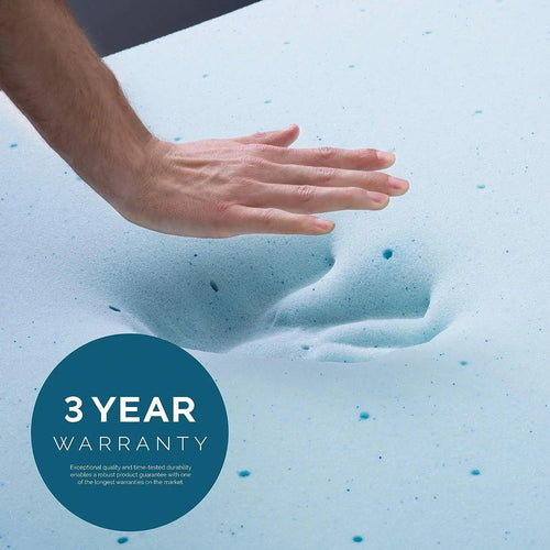 CoolDream Gel Memory Foam Topper with bamboo-derived removable cover, offering cooling gel-infused support, hypoallergenic safety, and easy maintenance for superior sleep comfort.