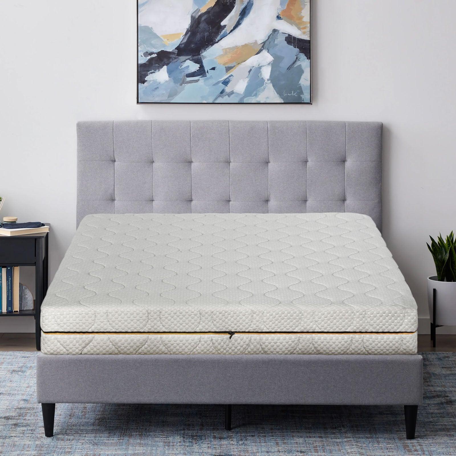 Lustre Cotton Luxe Zip-Base Ivytress mattress encasement featuring a zippered design, crafted from high-quality cotton to provide hypoallergenic protection against dust mites and allergens, enhancing comfort and bedroom elegance