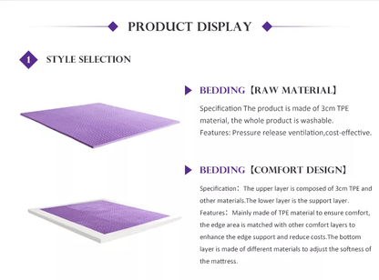 TPE Silicone Cooling Gel Mattress Topper offering advanced cooling technology, luxurious body-contouring comfort, and durable support for enhanced sleep quality.